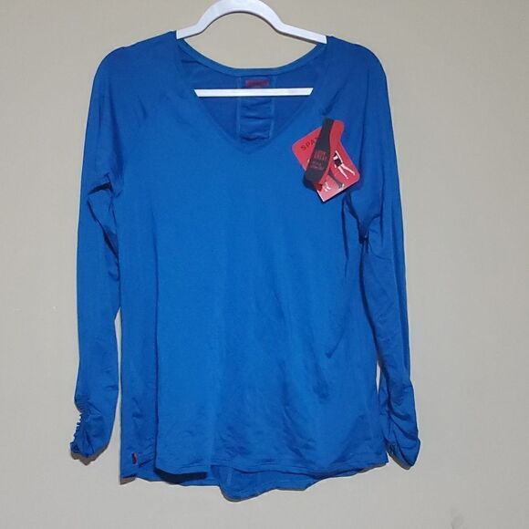 SPANX Streamlined Long Sleeve Top Blue - Size Large NWT - Picture 1 of 8